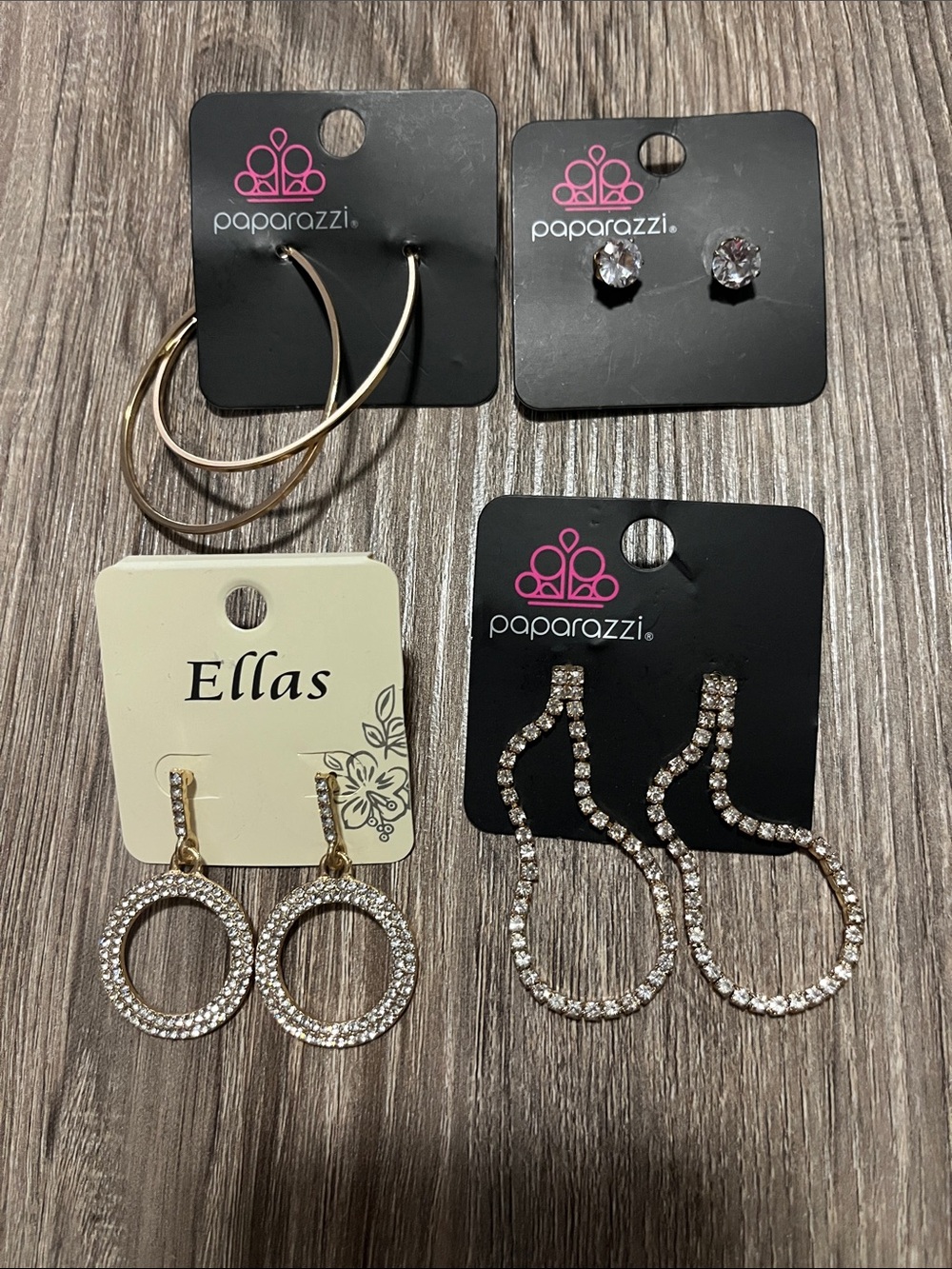 paparazzi Gold and Clear Crystal Earring Set